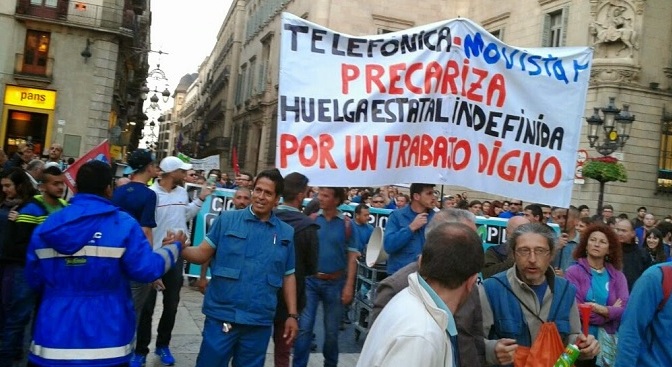 Estado español- Viva la Huelga indefinida de l@s Trabajador@s de las Contratas y Subcontratas de Telefónica contra la «precarización laboral»